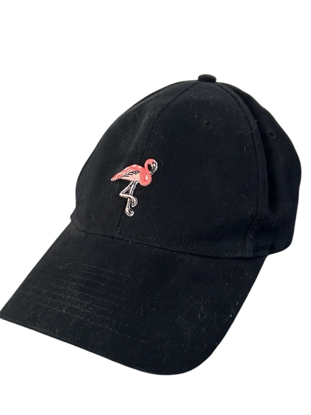 🟢3/$15 Brimz Black Baseball Cap with Pink Flamingo Embroidery adult OSFA